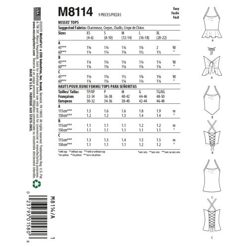 MCCALLS - M8114 HAUTS POUR FEMMES - TP-TG