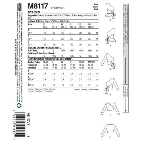 MCCALLS - M8117 HAUTS POUR FEMMES - TP-M