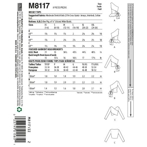 MCCALLS - M8117 HAUTS POUR FEMMES - G-TTG