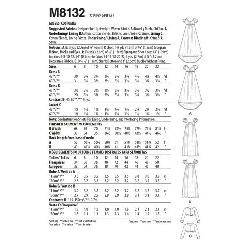 MCCALLS - M8132 DÉGUISEMENT - POUR FEMMES - 6-14