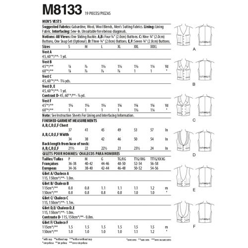 MCCALLS - M8133 DÉGUISEMENT - POUR HOMMES - P-TTTG
