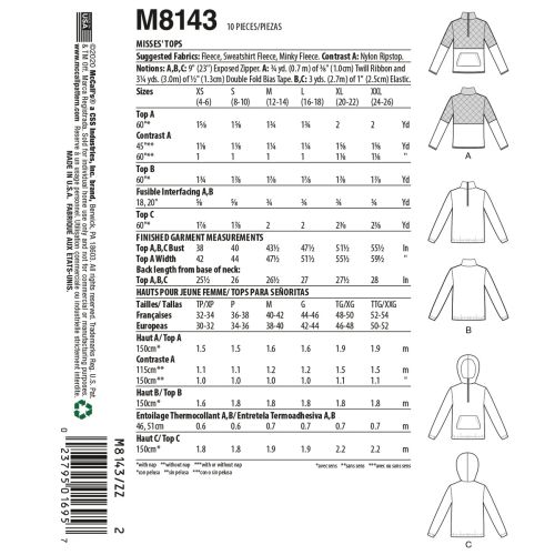 MCCALLS - M8143 HAUTS POUR FEMMES - G-TTG