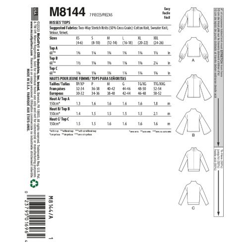 MCCALLS - M8144 HAUTS POUR FEMMES - TP-TTG