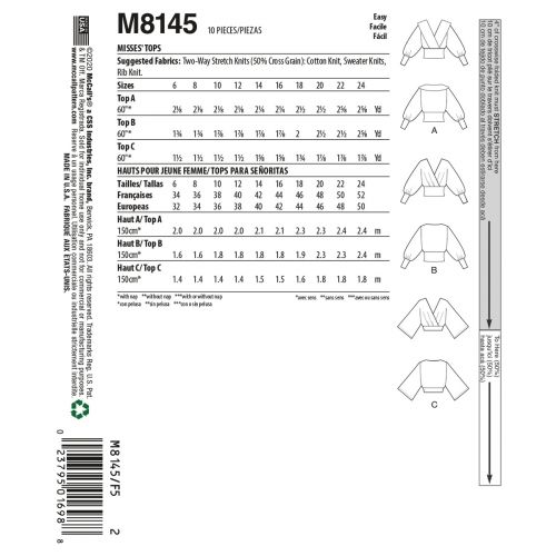 MCCALLS - M8145 HAUTS POUR FEMMES