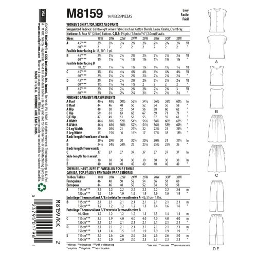 MCCALLS - M8159 ENSEMBLE TAILLE PLUS POUR FEMMES