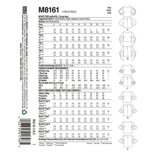 MCCALLS - M8161 HAUTS POUR FEMMES - 6-14