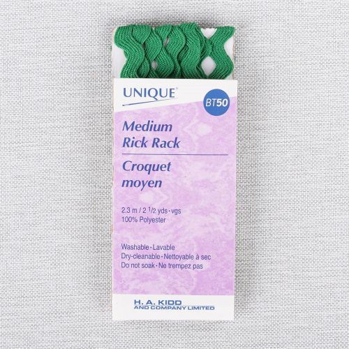 CROQUET EN PAQUET (RIC RAC) 6MM - VERT KELLY - 2.3M/PAQUET