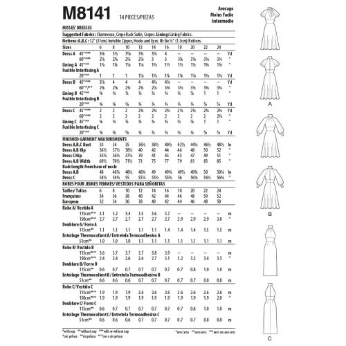 MCCALLS - M8141 ROBES POUR FEMMES - 6-14