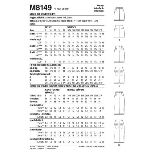 MCCALLS - M8149 JUPES POUR FEMMES - 8-16