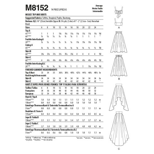 MCCALLS - M8152 HAUT ET JUPES POUR FEMMES - 6-14