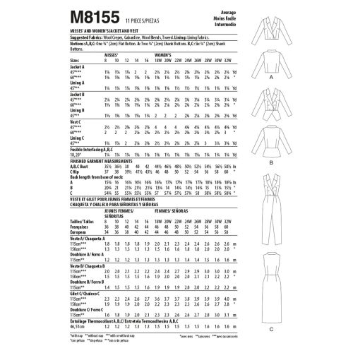 MCCALLS - M8155 VESTE ET COMBINAISON POUR FEMMES - 8-16