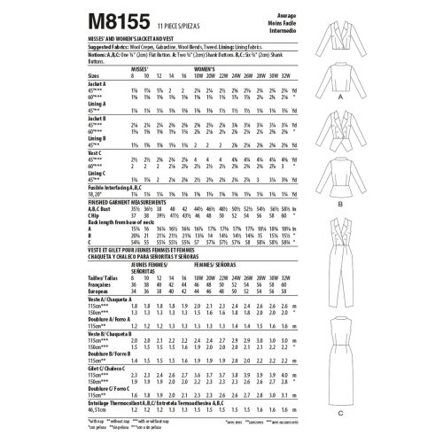 MCCALLS - M8155 VESTE ET COMBINAISON POUR FEMMES