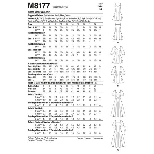 MCCALLS - M8177 ROBES POUR FEMMES - 6-14