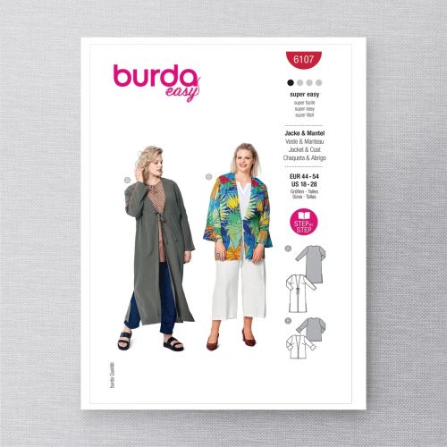 BURDA - 6107 VESTE ET MANTEAU POUR FEMMES - TAILLE PLUS