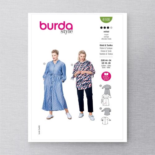 BURDA - 6108 ROBE ET TUNIQUE POUR FEMMES - TAILLE PLUS