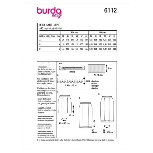 BURDA - 6112 JUPES POUR FEMMES