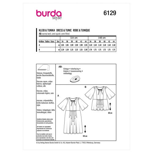 BURDA - 6129 ROBE ET TUNIQUE POUR FEMMES