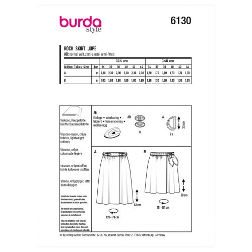 BURDA - 6130 JUPES POUR FEMMES