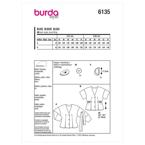 BURDA - 6135 BLOUSES POUR FEMMES