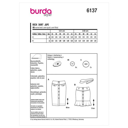 BURDA - 6137 JUPES POUR FEMMES