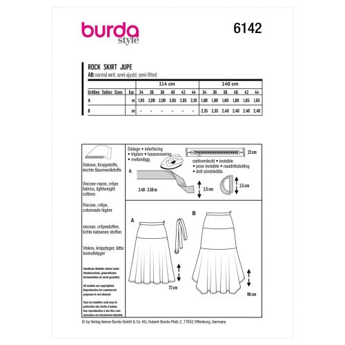 BURDA - 6142 JUPES POUR FEMMES