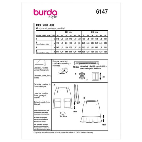 BURDA - 6147 JUPES POUR FEMMES