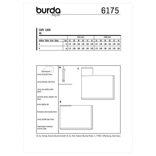 BURDA - 6175 CAPES POUR FEMMES