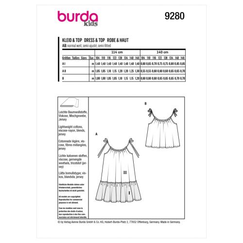 BURDA - 9280 ROBE ET HAUT POUR ENFANT