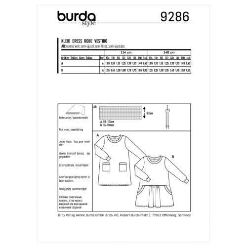 BURDA - 9286 ROBES POUR ENFANT