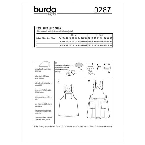 BURDA - 9287 JUPES POUR ENFANT
