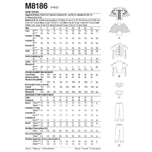 MCCALLS - M8186 DÉGUISEMENT POUR FEMMES