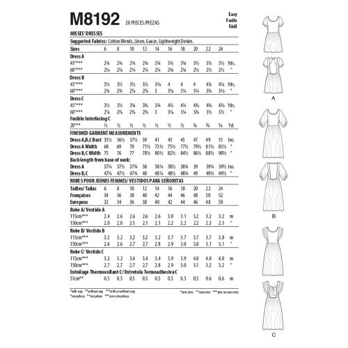 MCCALLS - M8192 ROBES POUR FEMMES - 6-14