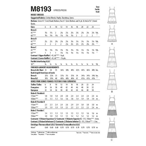 MCCALLS - M8193 ROBES POUR FEMMES - 6-14
