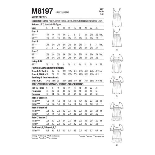 MCCALLS - M8197 ROBES POUR FEMMES - 6-14