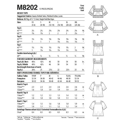 MCCALLS - M8202 HAUTS POUR FEMMES - TP-M