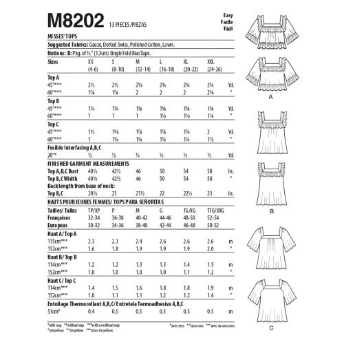 MCCALLS - M8202 HAUTS POUR FEMMES