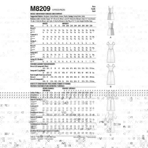 MCCALLS - M8209 COMBINAISON ET ROBES POUR FEMMES - 26W-32W
