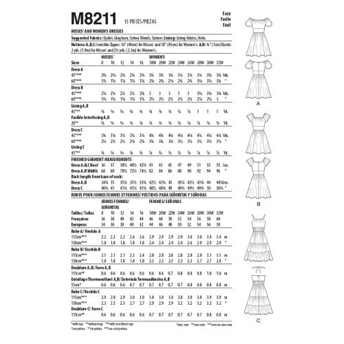 MCCALLS - M8211 ROBES POUR FEMMES - 8-16