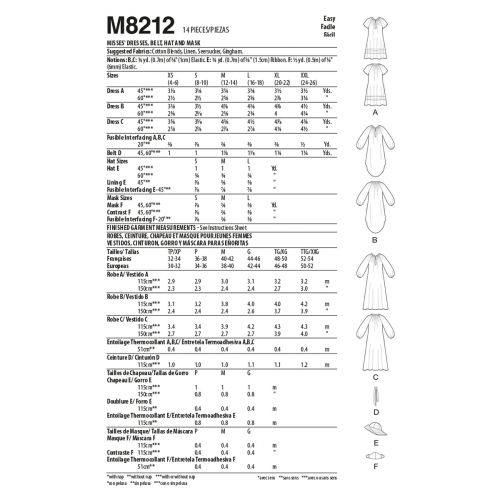 MCCALLS - M8212 ROBES ET CHAPEAU POUR FEMMES
