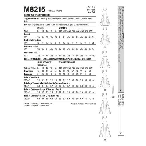 MCCALLS - M8215 ROBES POUR FEMMES - 18W-24W
