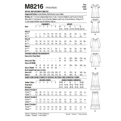 MCCALLS - M8216 ROBES POUR ENFANTS - 3-8