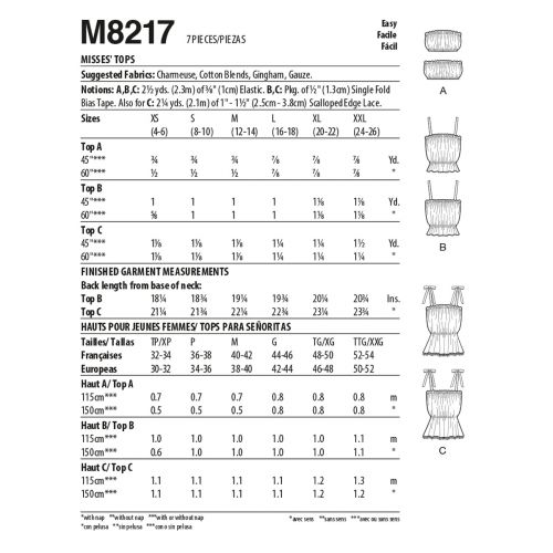 MCCALLS - M8217 HAUTS POUR FEMMES - TP-M