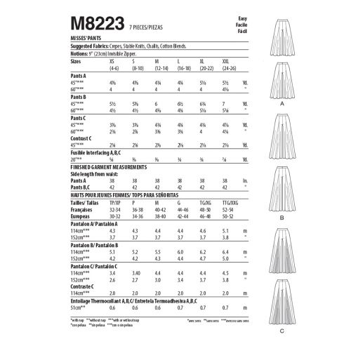 MCCALLS - M8223 PANTALONS POUR FEMMES - TP-M