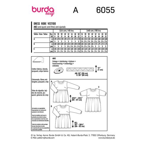 BURDA - 6055 ROBE AVEC FRONCES