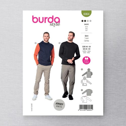 BURDA - 6064 CHANDAIL CAPUCHON ET T-SHIRT POUR HOMMES