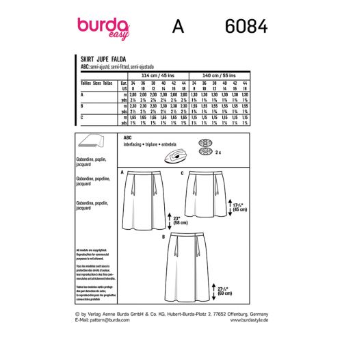 BURDA - 6084 JUPE PORTE-FEUILLE