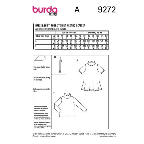 BURDA - 9272 ROBE POUR FILLETTES