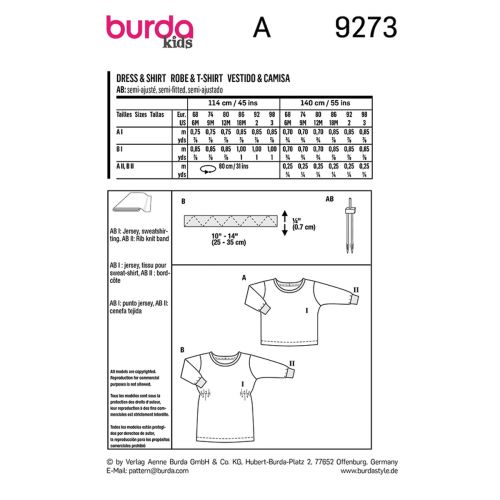 BURDA - 9273 ROBE ET CHANDAIL POUR BÉBÉ