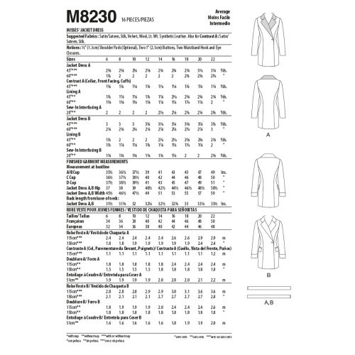 MCCALLS - M8230 DÉGUISEMENT ROBE POUR FEMMES - 6-14