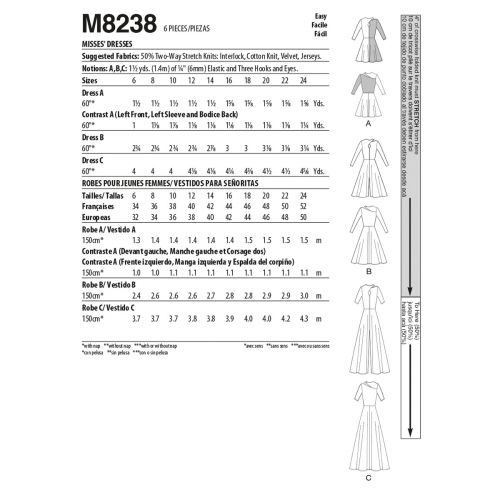 MCCALLS - M8238 ROBES COURTE ET LONGUE POUR FEMMES